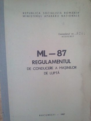 ML-87. Regulamentul de conducere a masinilor de lupta