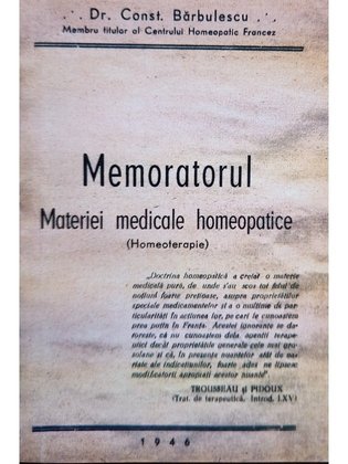 Memoratorul materiei medicale homeopatice (homeoterapie)