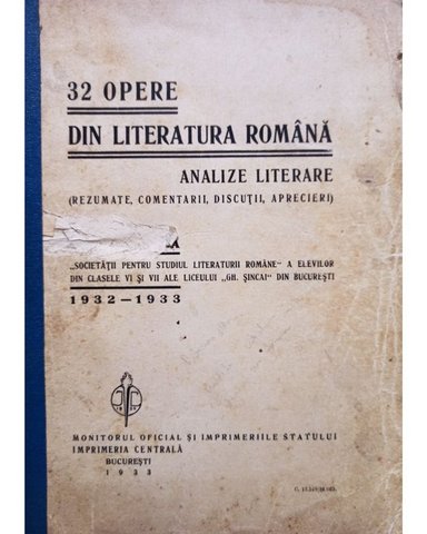 32 opere din literatura romana