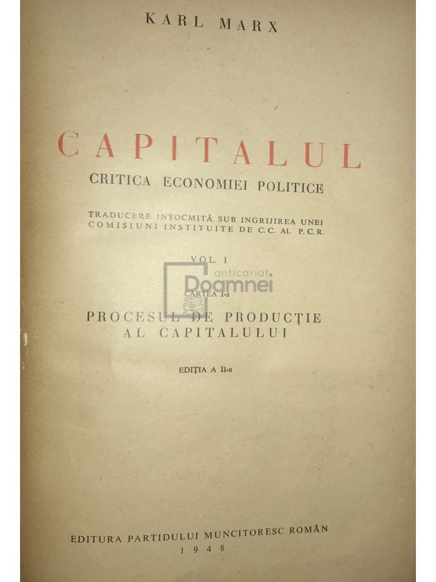 Capitalul, vol. 1, cartea I