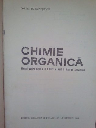 Chimie organica, manual pentru clasa a XIa