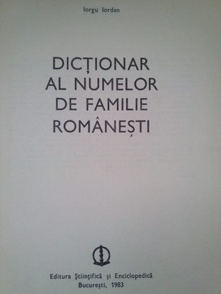 Dictionar al numelor de familie Romanesti