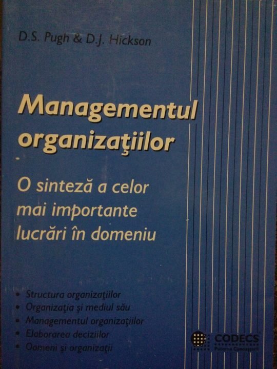 Managementul organizatiilor. O sinteza a celor mai importante lucrari in domeniu