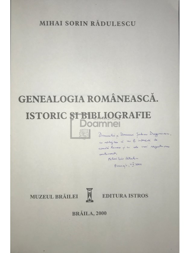 Genealogia românească. Istoric și bibliografie (semnată)