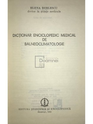 Dicționar enciclopedic medical de balneoclimatologie
