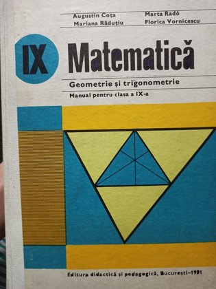 Matematica. Geometrie si trigonometrie, manual pentru clasa a IX-a