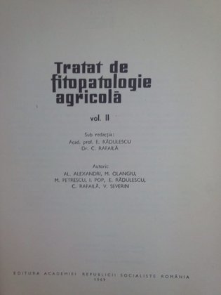 Tratat de fitopatologie agricola, vol. II