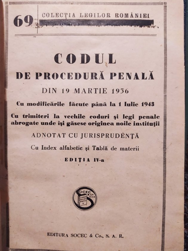 Codul de Procedura Penala din 19 martie 1936 (semnatura)