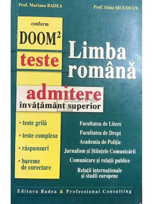 Limba română - Teste pentru admiterea în învățământul superior