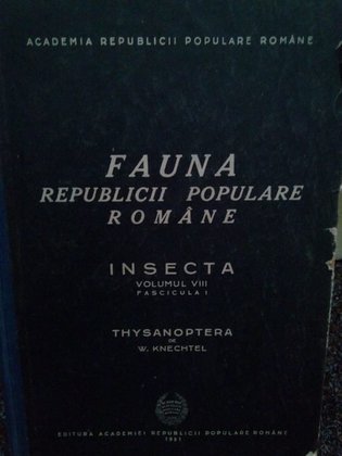 Fauna republicii populare Romane. Insecta, vol. VIII