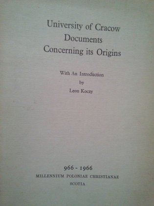 University of Cracow Documents Concerning its Origins