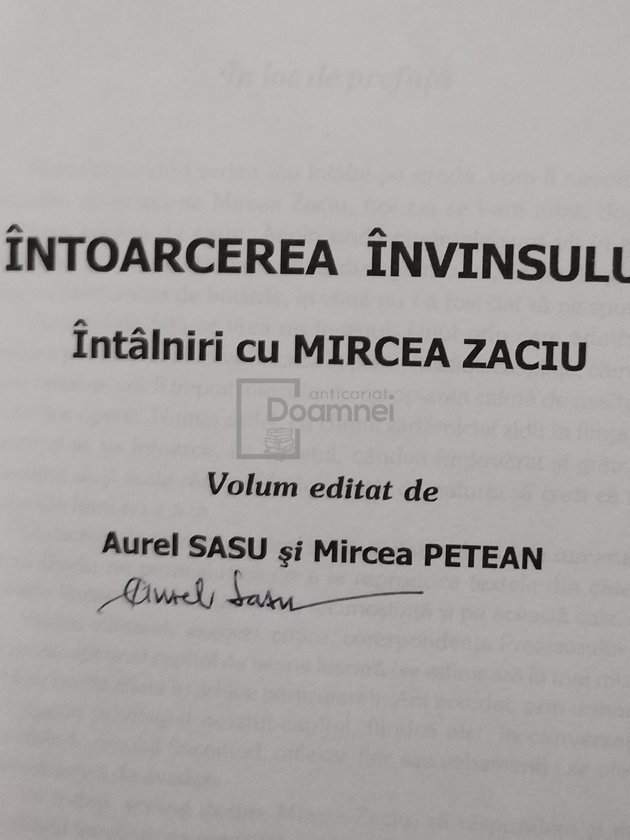 Intoarcerea invinsului - Intalniri cu Mircea Zaciu (semnata)