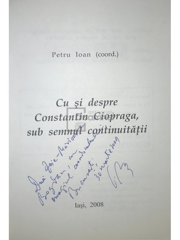 Cu și despre Constantin Ciopraga, sub semnul continuității (dedicație)