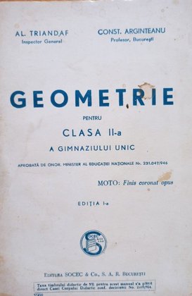 Geometrie pentru clasa a IIa a gimnaziului unic, editia I