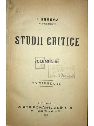 Studii critice, vol. 2