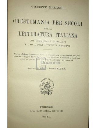Crestomazia per secoli della letteratura italiana, vol. 4