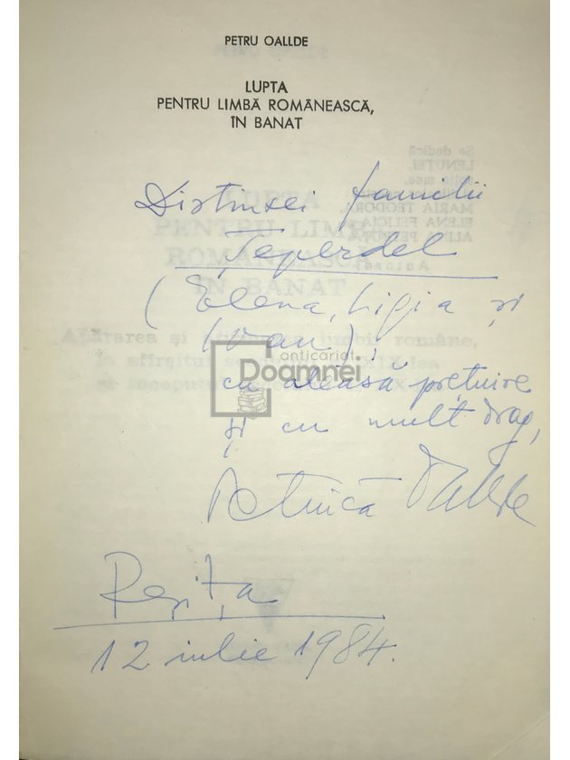 Lupta pentru limba românească în Banat (semnată)
