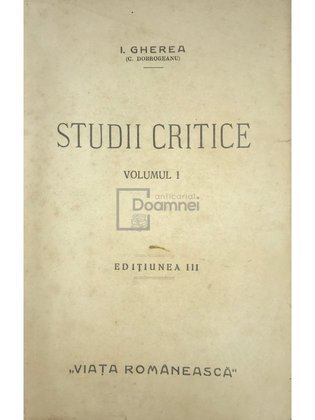 Studii critice, vol. 1