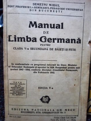 Manual de limba germana pentru clasa a Va secundata de baieti si fete
