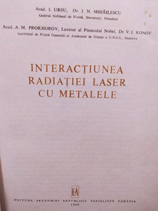 Interactiunea radiatiei laser cu metalele
