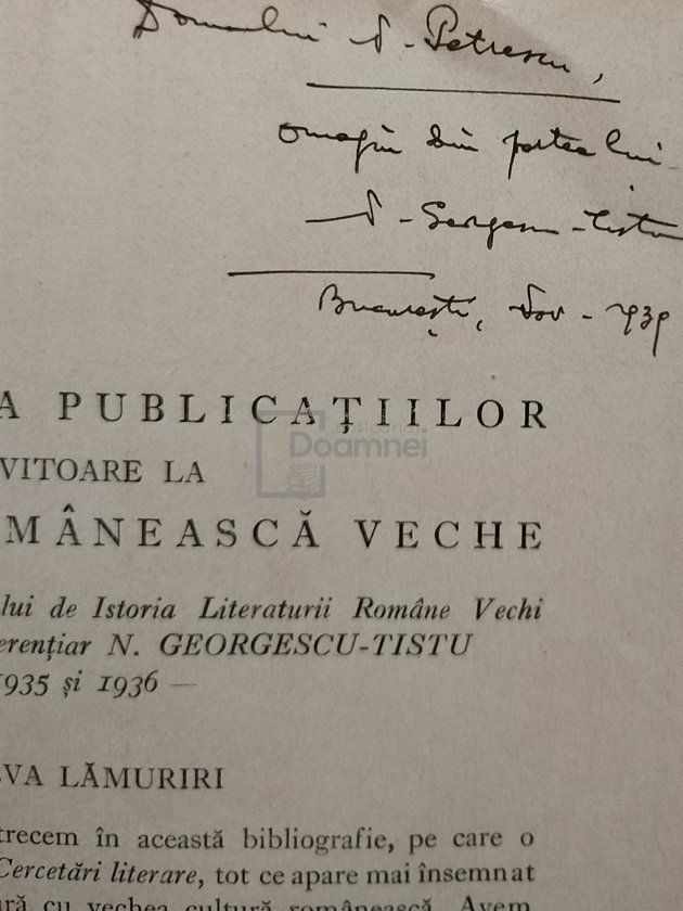 Bibliografia publicatiilor privitoare la cultura romaneasca veche (semnata)