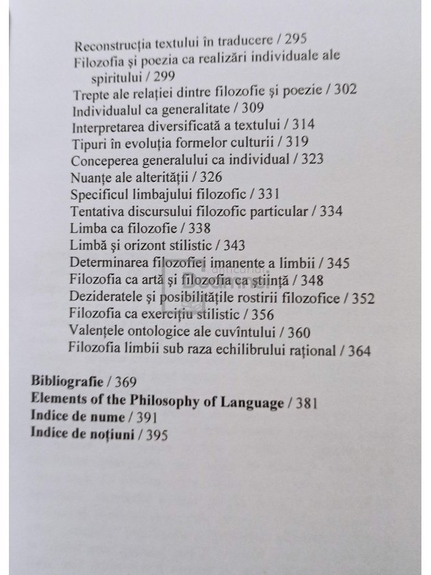 Elemente de filozofia limbii (dedicație)