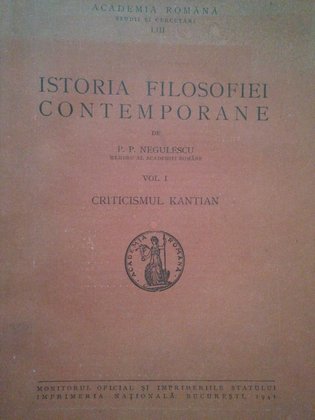 Istoria filosofiei contemporane, vol. I (dedicatie)