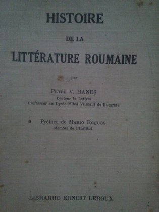 Histoire de la litterature roumaine