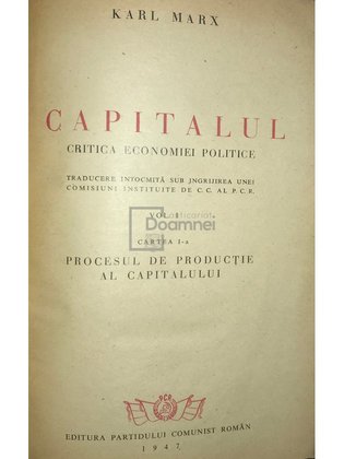 Capitalul, vol. 1 (ed. I)
