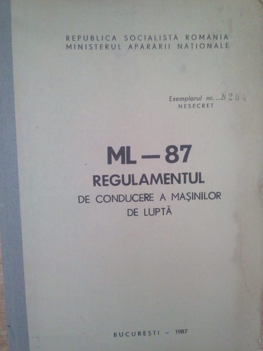 ML-87. Regulamentul de conducere a masinilor de lupta