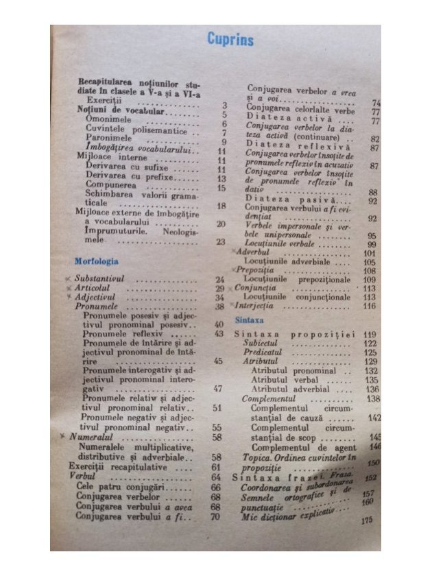Limba romana - Manual pentru clasa a VII-a, gramatica