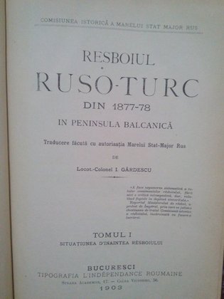 Resboiul rusoturc din 18771878 in Peninsula Balcanica