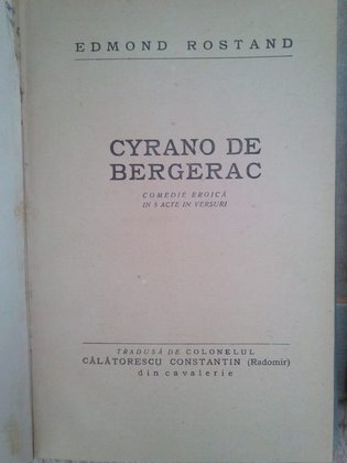 Cyrano de Bergerac comedie eroica in 5 acte in versuri